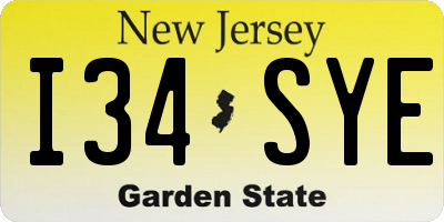 NJ license plate I34SYE