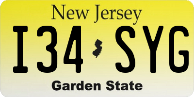 NJ license plate I34SYG