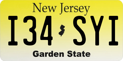 NJ license plate I34SYI