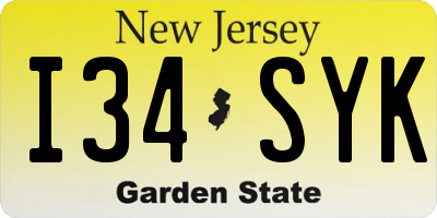 NJ license plate I34SYK