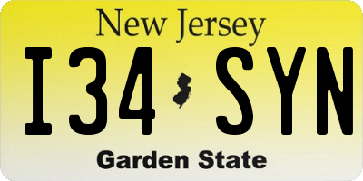 NJ license plate I34SYN