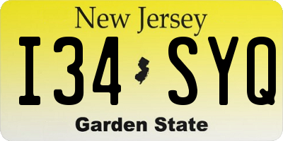 NJ license plate I34SYQ