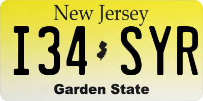 NJ license plate I34SYR