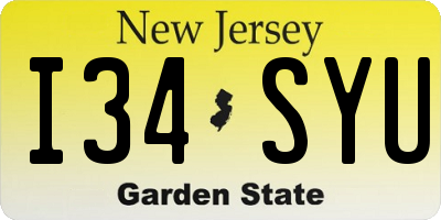 NJ license plate I34SYU