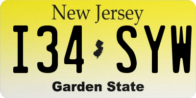 NJ license plate I34SYW