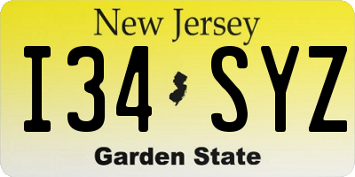 NJ license plate I34SYZ