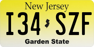 NJ license plate I34SZF