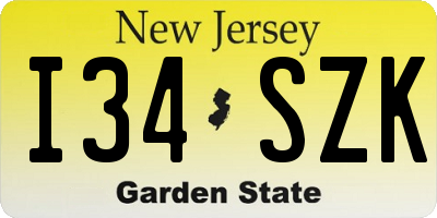 NJ license plate I34SZK