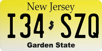 NJ license plate I34SZQ