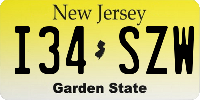 NJ license plate I34SZW