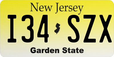 NJ license plate I34SZX