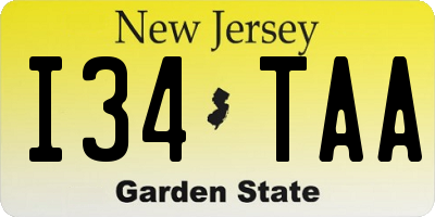 NJ license plate I34TAA