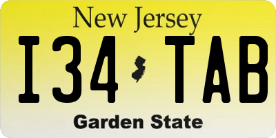 NJ license plate I34TAB