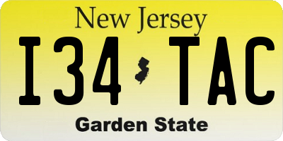 NJ license plate I34TAC