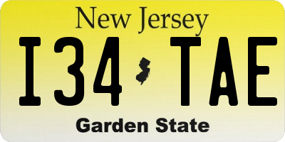 NJ license plate I34TAE