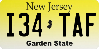 NJ license plate I34TAF