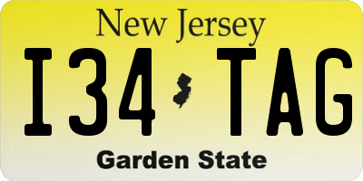 NJ license plate I34TAG