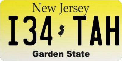 NJ license plate I34TAH