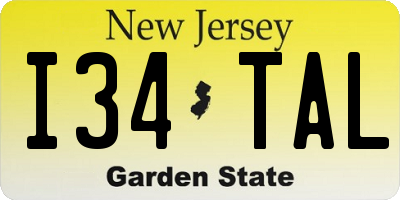 NJ license plate I34TAL