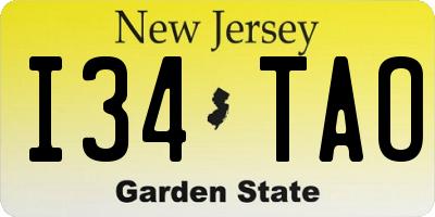 NJ license plate I34TAO