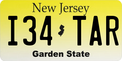 NJ license plate I34TAR