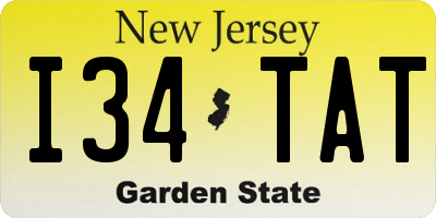NJ license plate I34TAT