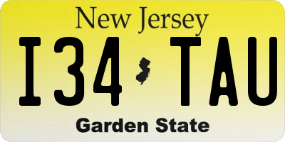 NJ license plate I34TAU