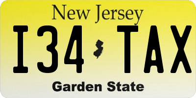 NJ license plate I34TAX