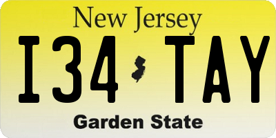 NJ license plate I34TAY