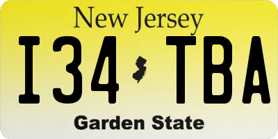 NJ license plate I34TBA