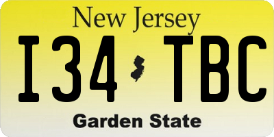 NJ license plate I34TBC
