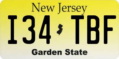 NJ license plate I34TBF