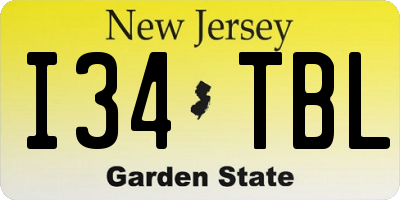 NJ license plate I34TBL