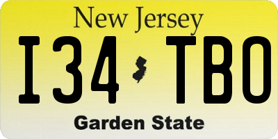 NJ license plate I34TBO