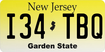 NJ license plate I34TBQ