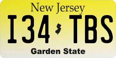 NJ license plate I34TBS