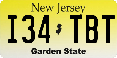 NJ license plate I34TBT