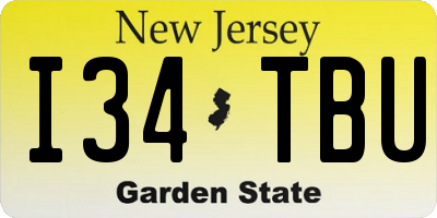 NJ license plate I34TBU