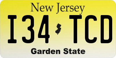 NJ license plate I34TCD