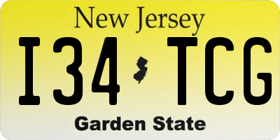 NJ license plate I34TCG