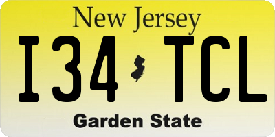 NJ license plate I34TCL