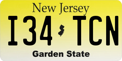 NJ license plate I34TCN