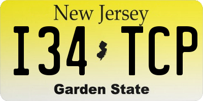 NJ license plate I34TCP