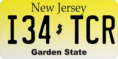 NJ license plate I34TCR