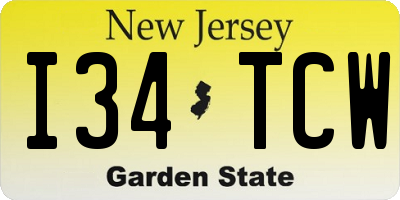 NJ license plate I34TCW
