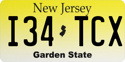 NJ license plate I34TCX