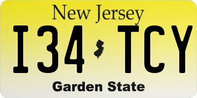 NJ license plate I34TCY