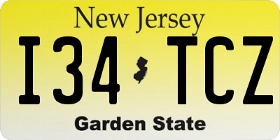 NJ license plate I34TCZ