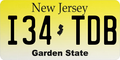 NJ license plate I34TDB
