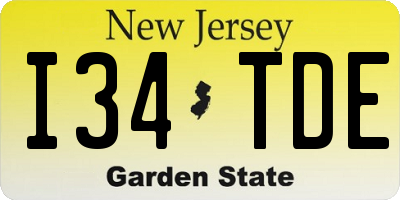 NJ license plate I34TDE